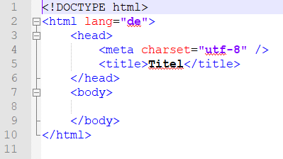 Grundgerüst mit Zeilennummern